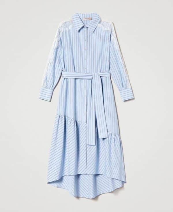 Clothing TWINSET POPLIN SHIRT DRESS WITH LACE