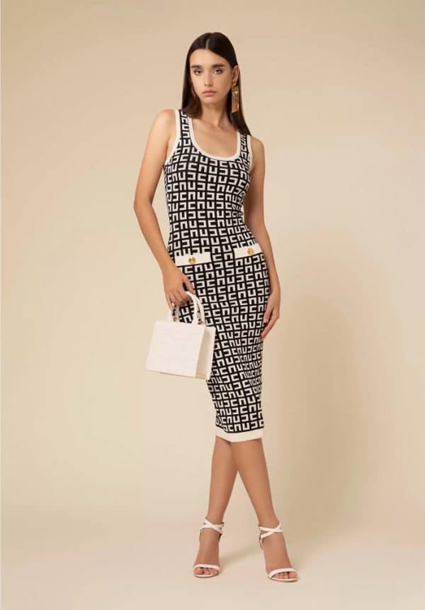 Elisabetta Franchi Calf Length Dress With Maze Pattern