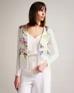 Clothing TED BAKER CHANTRI WOVEN FRONT PRINTED CARDIGAN