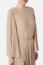 Elisabetta Franchi Red Carpet Dress In Lurex Jerseywith Pleated Sleeves