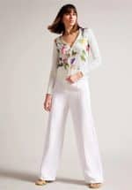 Clothing TED BAKER CHANTRI WOVEN FRONT PRINTED CARDIGAN