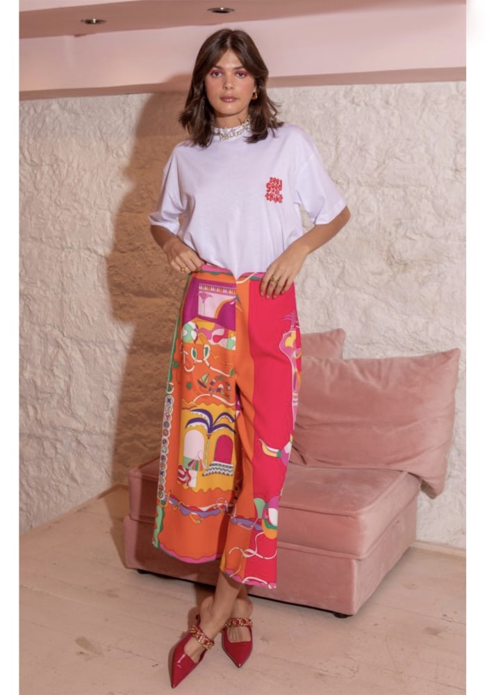 Never On Sunday Printed Cropped Pants