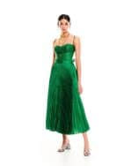 We Are Green Croco Wrapped Pleated Maxi Skirt