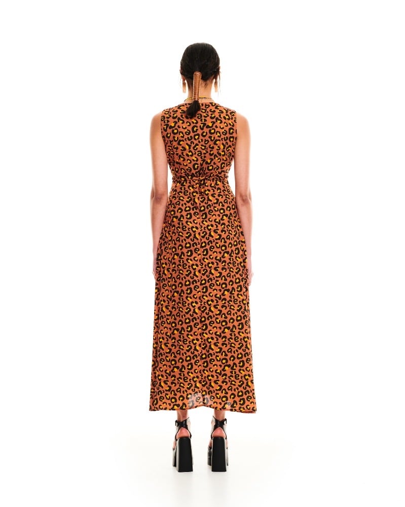 We Are Front Bow Maxi Dress Leopard Logo