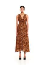 We Are Front Bow Maxi Dress Leopard Logo