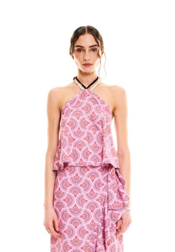 New collection WE ARE HALTER-NECK A-LINE TOP CACTUS PINK