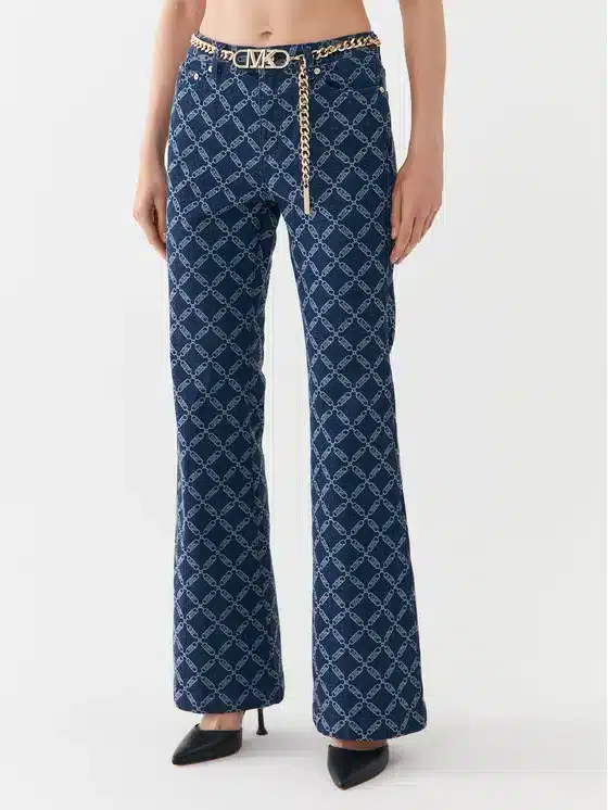 Michael Kors Logo Flare Jeans With Chain