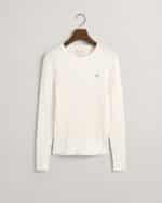 Gant Stretch Cotton Cable Knit Crew Neck Sweater