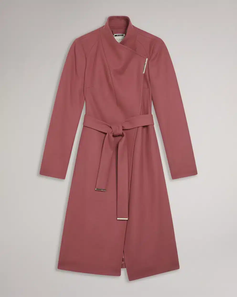 Ted Baker Dusty Pink Rose Mid Length Wool Wrap Coat
