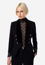 Elisabetta Franchi Double Breasted CrÊpe Jacket With Flock Print