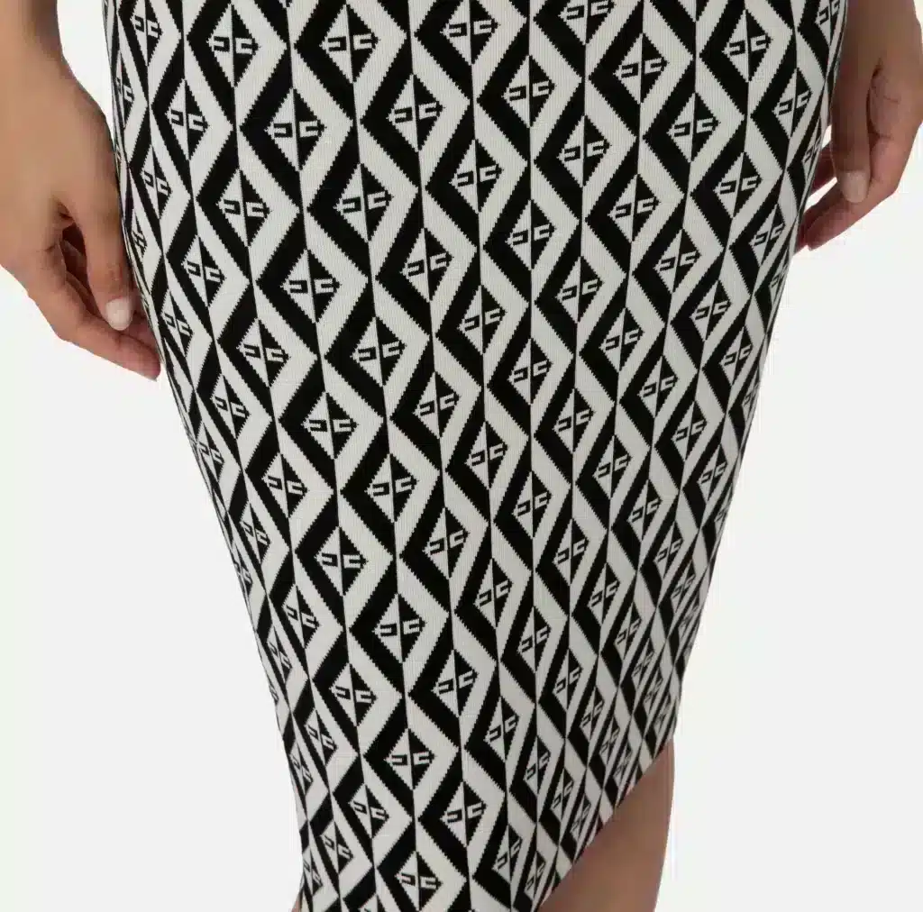 Elisabetta Franchi Knit Calf Length Skirt With Diamond Print