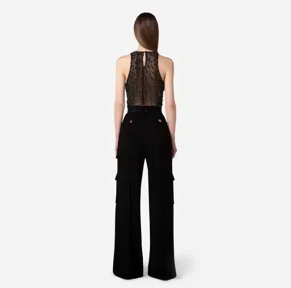 Elisabetta Franchi Cargo Trousers In CrÊpe Fabric With Belt