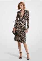 Michael Kors Leopard Print Stretch Matte Jersey Dress