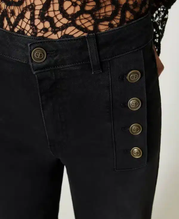 Twinset Wide Leg Jeans With Logo Buttons