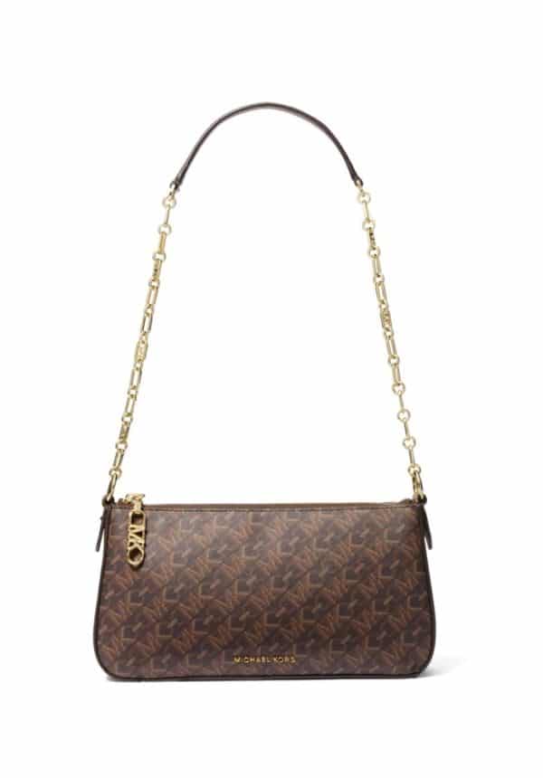 Michael Kors Empire Medium Chain Pouchette Brown Luggage Bag