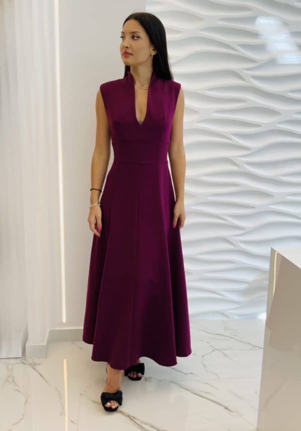 Ckontova V Neck Purple Dress