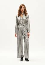 We Are High Waisted Wide Leg Pants Stripes In Gray