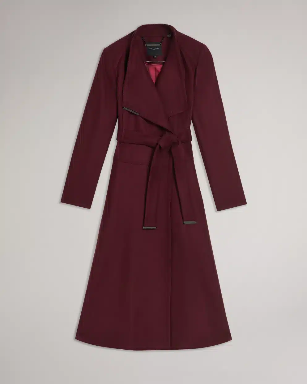 Ted Baker Roseika Midi Wool Wrap Coat With Full Skirt In Dark Red