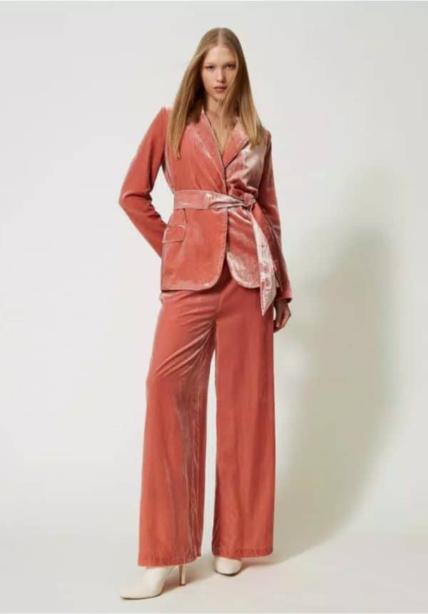 Twinset Crushed Velvet Palazzo Trousers