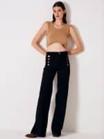 Vicolo Wide Leg Jeans With Buttons
