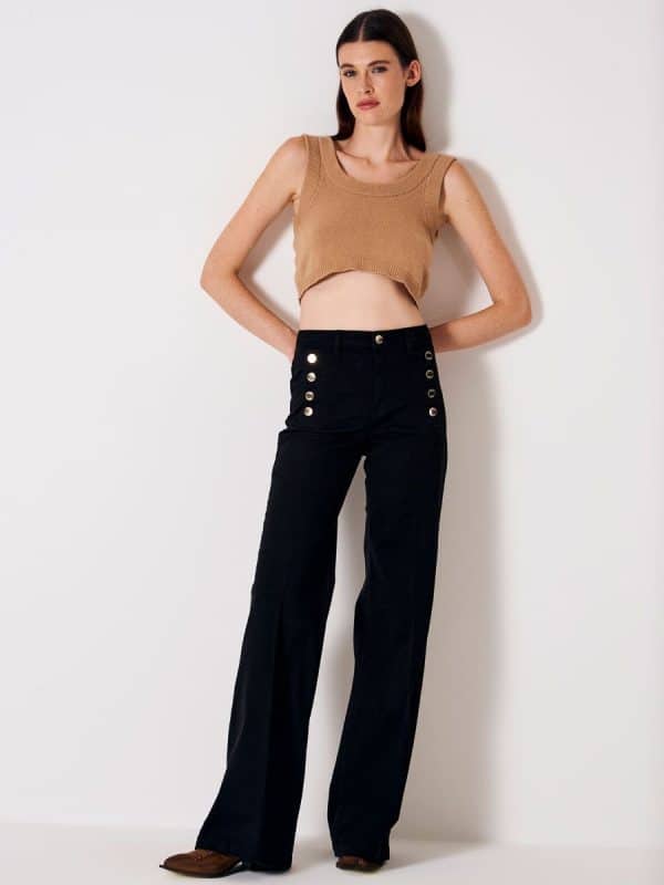 Vicolo Wide Leg Jeans With Buttons