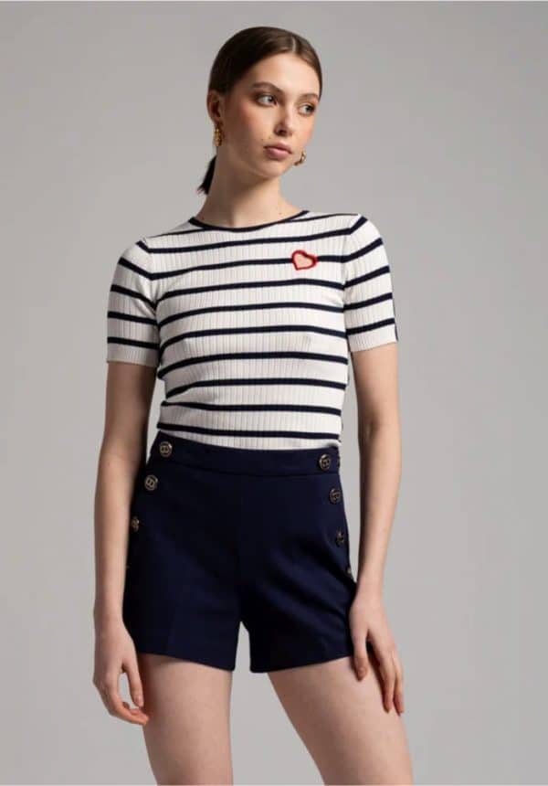 Twinset White Striped Jumper With Logo