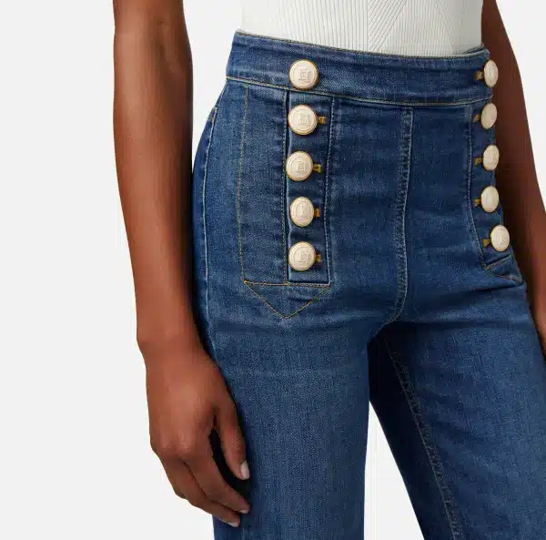 Elisabetta Franchi Palazzo Jeans With Buttonhole