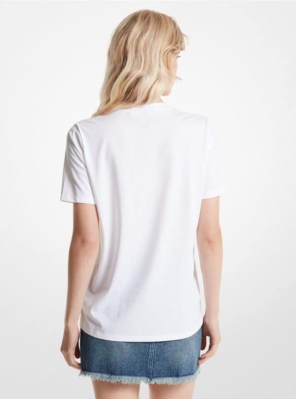 Michael Kors Grommeted Empire Logo Organic Cotton T Shirt