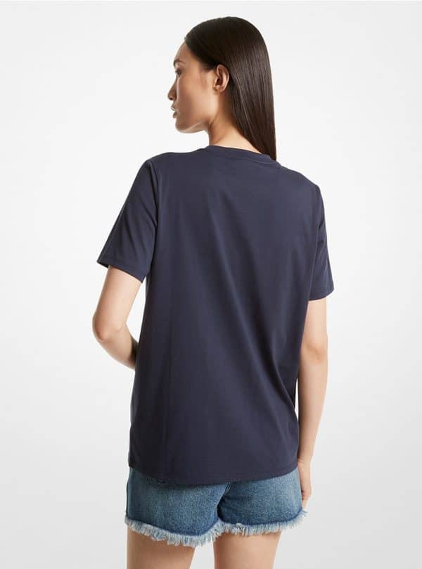 Michael Kors Grommeted Empire Logo Organic Cotton T Shirt