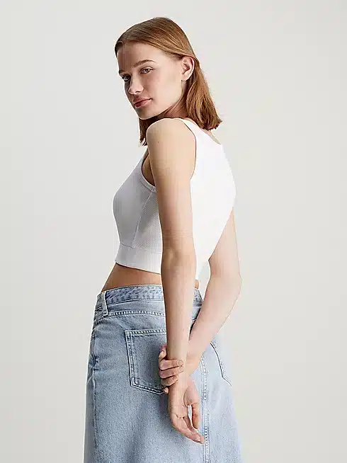 Calvin Klein Jeans Slim Ribbed Cotton Cropped Top