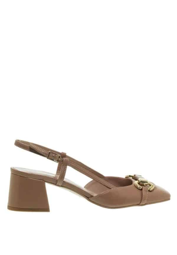 Mourtzi Sweet Biscuit Leather Slingback Pumps