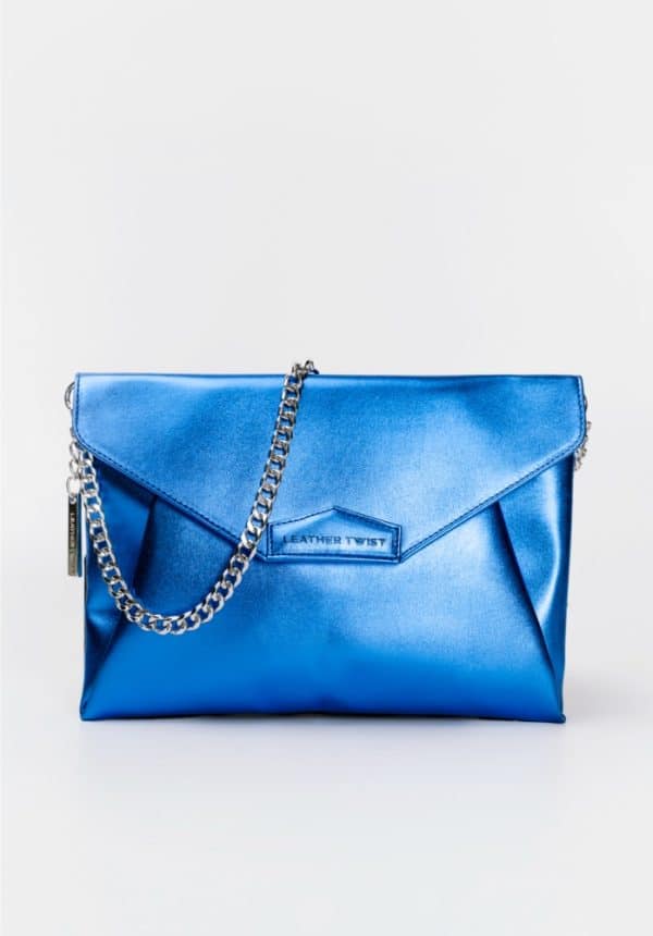 Leather Twist Blue Metallic Candy Large Bag