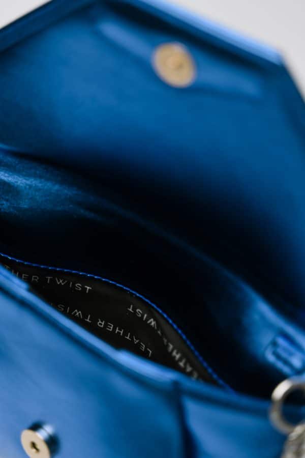 Leather Twist Blue Metallic Candy Mini Bag