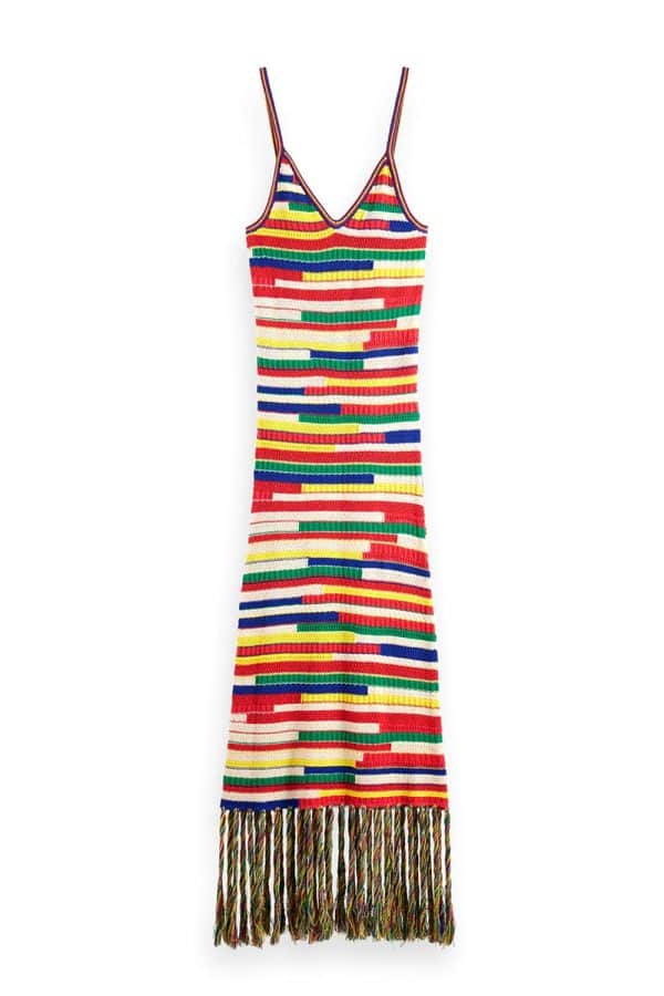 Scotch & Soda Knitted Maxi Dress With Fringes