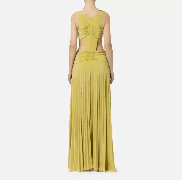 Elisabetta Franchi Pleated Red Carpet Dress In Lurex Jersey With Embroidery