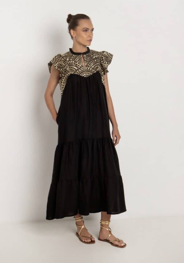 Greek Archaic Kori Black/bold Midi Dress