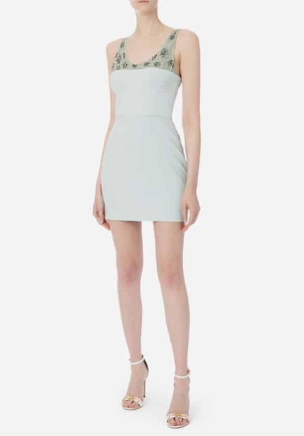 Elisabetta Franchi Mini Dress In CrÊpe Fabric With Embroidered Bodice