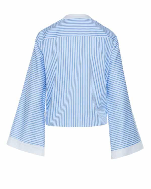Milla Stripped Front Tie Bell Sleeves Shirt