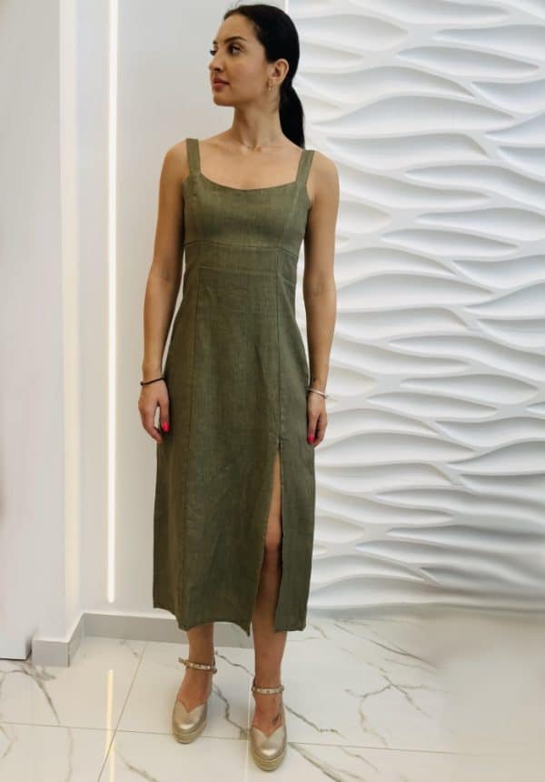 Pls Fashion Olive Linen Dress
