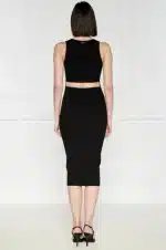 Clothing MICHAEL KORS RIBBED STRETCH KNIT CUTOUT MIDI DRESS