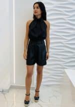 Clothes CKONTOVA WAXED LINEN SHORTS BLACK