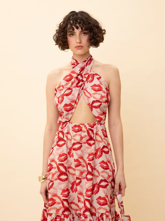 Clothes WE ARE X-BUST TIERED DRESS KISSES