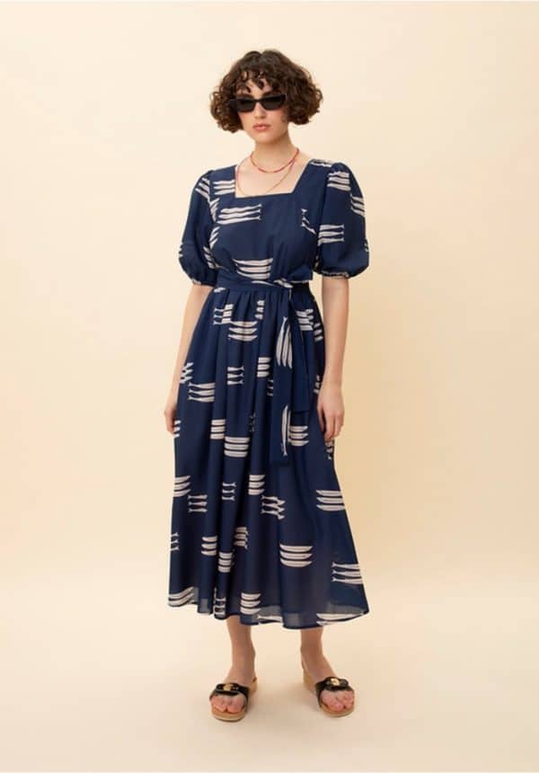 SUMMER SALES WE ARE SQUARE – NECK MIDI DRESS SARDELES NAVY