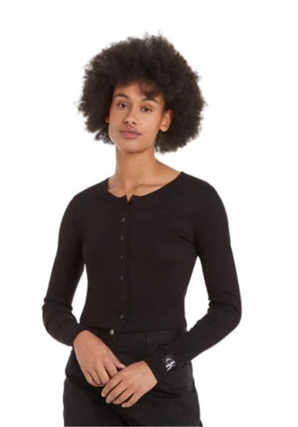Clothes CALVIN KLEIN JEANS SLIM RIBBED COTTON CARDIGAN