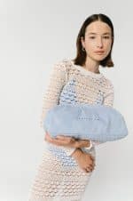 SUMMER SALES LEATHER TWIST DIMI TOWEL BLUE PASTEL CLUTCH