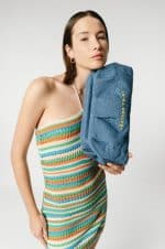 New Collection LEATHER TWIST DIMI BLUE DENIM CLUTCH