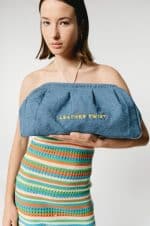 New Collection LEATHER TWIST DIMI BLUE DENIM CLUTCH