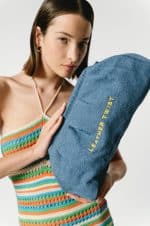 New Collection LEATHER TWIST DIMI BLUE DENIM CLUTCH