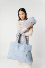 SUMMER SALES LEATHER TWIST MADALENA TOWEL BLUE PASTEL TOTE