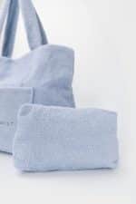 SUMMER SALES LEATHER TWIST MADALENA TOWEL BLUE PASTEL TOTE